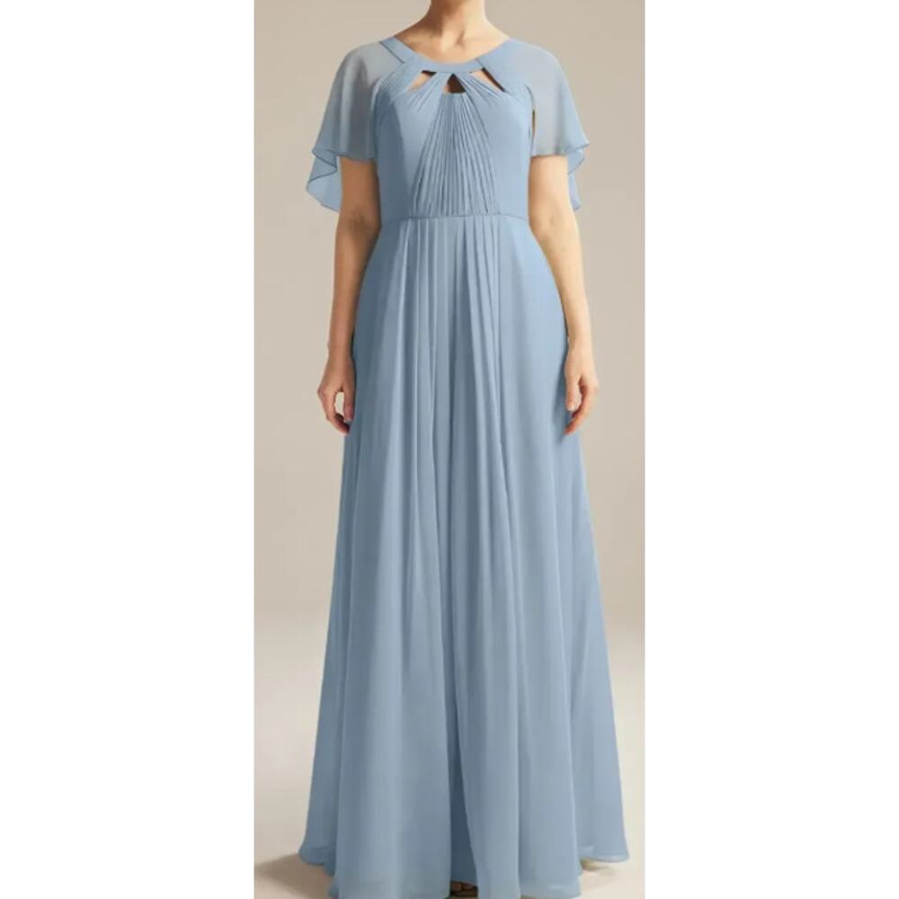 AW BRIDAL sz 6 M dusty blue chiffon Kay bridesmaid PARTY maxi dress NEW 0B17